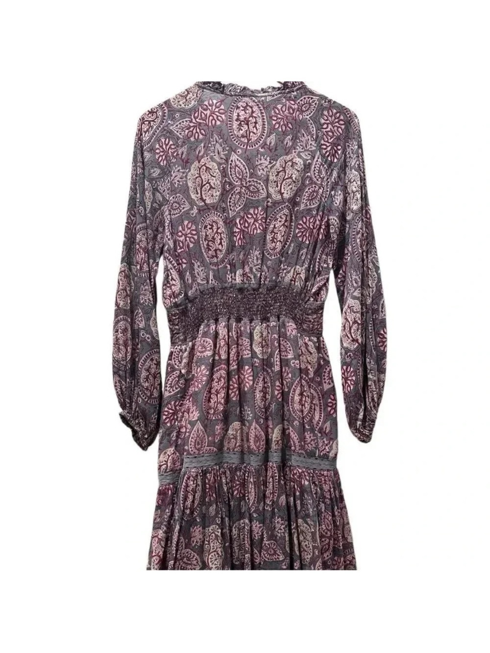 Bell by Alicia Bell "Grace" Long Sleeve Tiered Silk-Blend Midi Dress Size Small - Picture 9 of 13